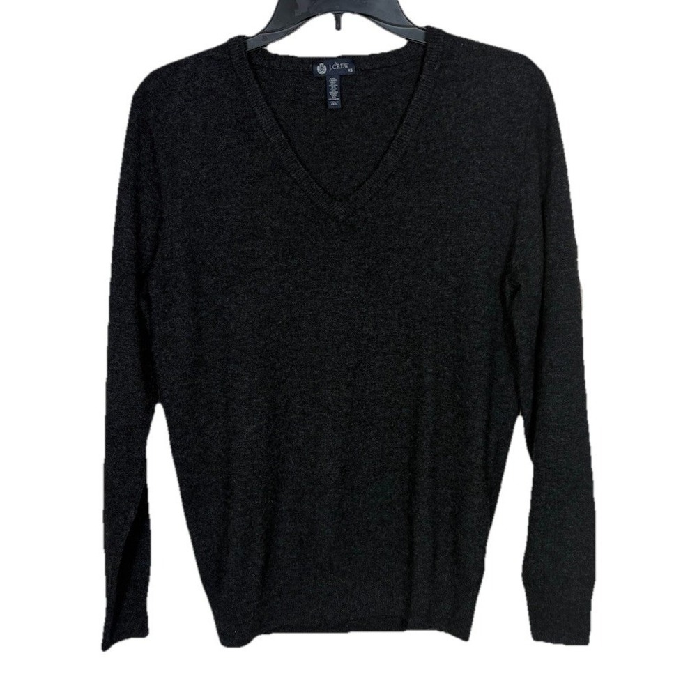 J. Crew V-Neck Black Lambswool Blend Sweater Men's Size XS Preppy Academia